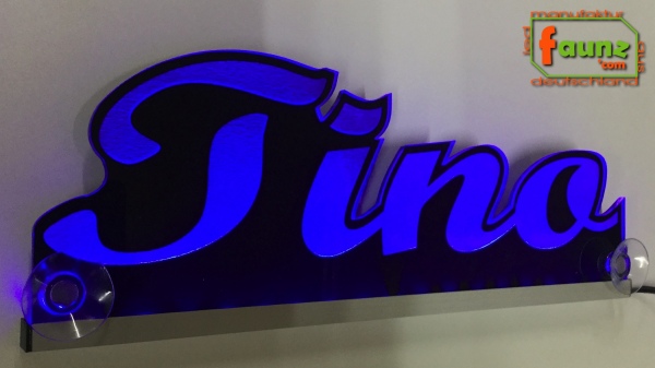 Ihr LED Wunschname "Tino" Namensschild Leuchtschild Truckerschild