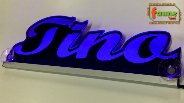 Ihr LED Wunschname "Tino" Namensschild Leuchtschild Truckerschild