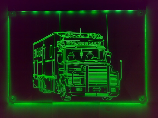 LED Zirkus Truck Leuchtschild - Gravur + Ihren Wunschnamen