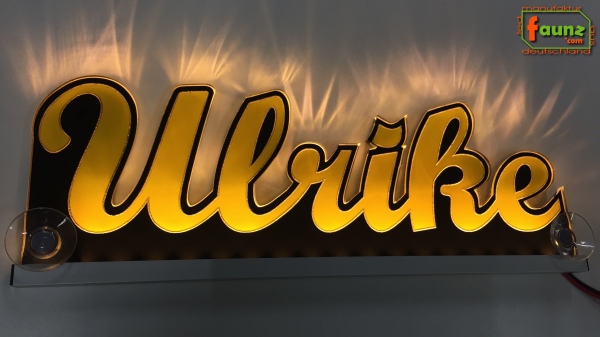 Ihr LED Wunschname "Ulrike" Namensschild Leuchtschild Truckerschild als Konturschnitt