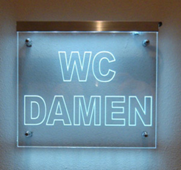 LED WC-Schild "WC Damen" (Klosett Örtchen Toilette) Toilettenschild Hinweisschild Wegweiser Leuchtschild
