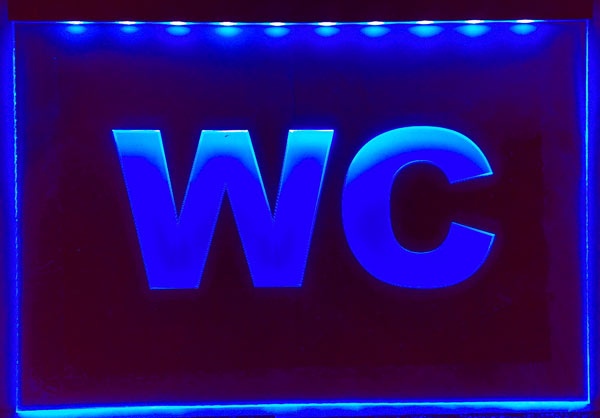 LED WC-Schild "WC" (Klosett Örtchen Toilette) Toilettenschild Hinweisschild Wegweiser Leuchtschild