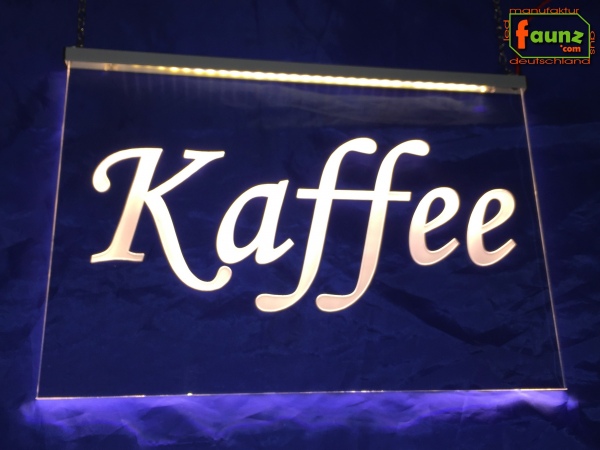 LED Werbeschild Angebotsschild Gravur "Kaffee" Ladenschild Lichtwerbung Leuchtreklame Leuchtschild