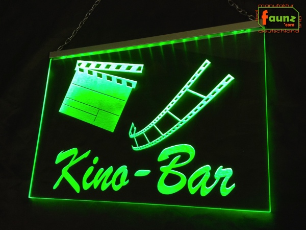 LED Werbeschild Firmenschild Gravur "Kino-Bar" Arztschild Kanzleischild Ladenschild Praxisschild Leuchtreklame Leuchtschild