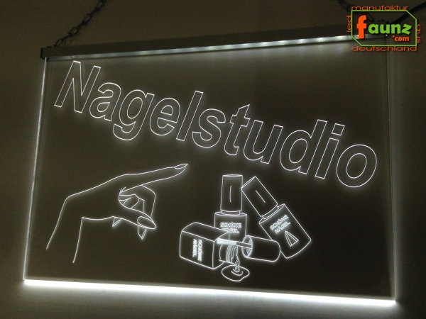 LED Werbeschild Firmenschild Gravur "Nagelstudio" Kosmetik Schönheit Salon Wellness Arztschild Kanzleischild Ladenschild Praxisschild Leuchtreklame Leuchtschild