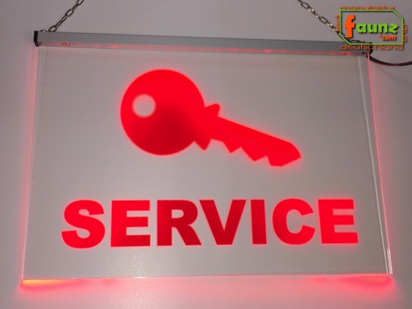LED Werbeschild Firmenschild Gravur "Schlüssel Service" Arztschild Kanzleischild Ladenschild Praxisschild Leuchtreklame Leuchtschild
