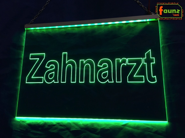 LED Werbeschild Firmenschild Gravur "Zahnarzt" Arztschild Kanzleischild Ladenschild Praxisschild Leuchtreklame Leuchtschild