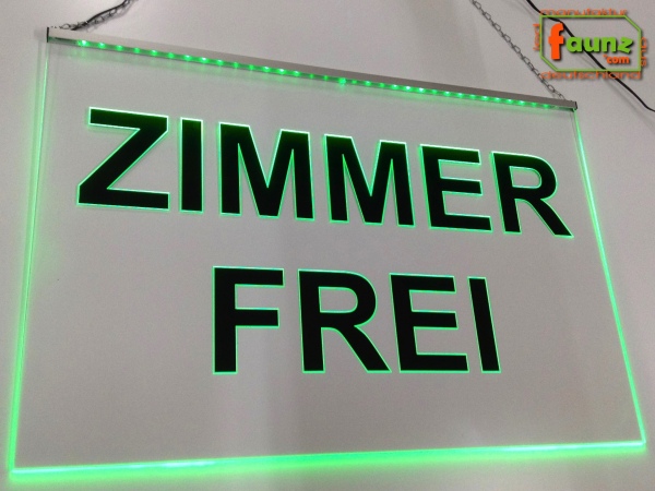 LED Werbeschild Angebotsschild Gravur "Zimmer frei" Ladenschild Lichtwerbung Leuchtreklame Leuchtschild