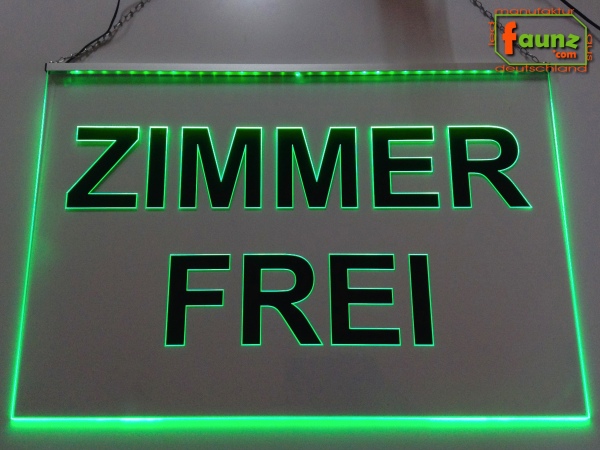 LED Werbeschild Angebotsschild Gravur "Zimmer frei" Ladenschild Lichtwerbung Leuchtreklame Leuchtschild